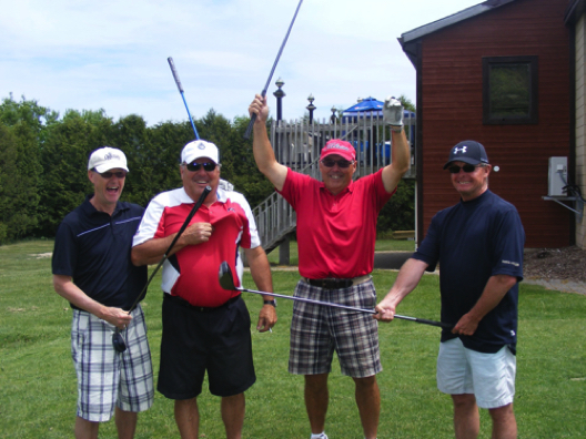 Ken Coleman, brothers Rae and Norm Gamble and Larry O'Hagan capitalized on long drives and notched an eagle on the par five 5th hole, which took their foursome to minus 10 in the Texas scramble format and a share of the reunion championship.
